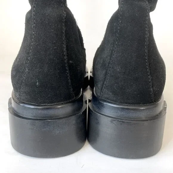 Free People Tristan Chelsea Lug Sole Boots Black Suede Chunky Heel Sz 9 Moto Emo - Picture 10 of 15